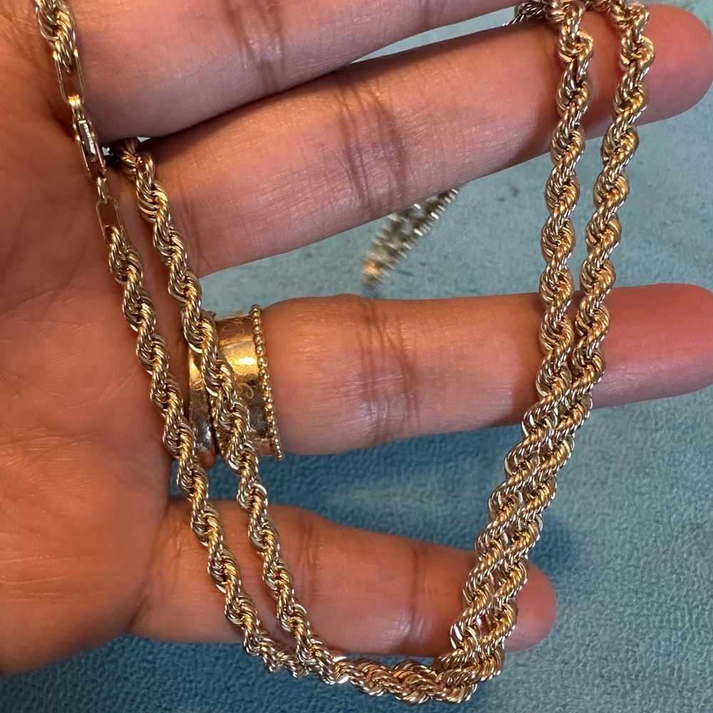 18k Solid Gold Rope Chain - image 1